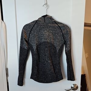 Gray and Black Long-Sleeve Athletic Top